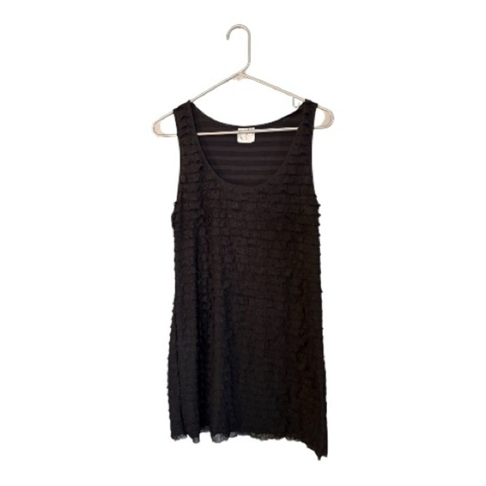 Free People Black Sleeveless Ruffle-Texture Mini Tunic Dress